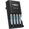 ANSMANN Caricatore per batterie ricaricabili - per stilo AA e pile micro AAA - 4 batterie Micro AAA 800 mAh - indicatori LED diagnosi batteria