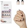 KISS Acrylic Nude French Press-On Nails Kit - Flame Nero Unghie Finte Corte, Dual Form Gel Ricostruzione effetto Unghie, Kit Completo con Colla per Unghie Finte Adesive e Tip in Gel Manicure