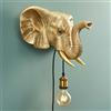 WERNS Lampada da Parete Elefante Jumbo 43x47cm Oro Resina