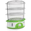 Ariete 911 Healthy Steam - Vaporiera Elettrica - 3 Cestelli - Contenitore per riso - Timer 60' - 800 Watt - 9 Litri - Bianco e Verde