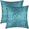 CaliTime Confezione da 2 federe per cuscini per divano, decorazione della casa, stile vintage damascato floreale brillante e contrasto opaco, 45 x 45 cm, colore foglia di tè