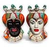 CERAMICHE CALTAGIRONE Teste Ceramica Siciliana Caltagirone Donna-Uomo Multicolor cm 35