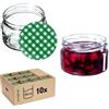 KADAX Piccoli vasetti per conserve da 250 ml, con coperchio, ermetici da regalare, mini barattoli per miele e spezie (10 pezzi, a quadretti verdi)