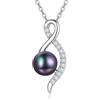 AENEAS Collana di perle da donna in argento Sterling con perla nera, ciondolo a forma di infinito con perla coltivata, regalo per sua moglie e mamma, 50,8 cm, argento Sterling, senza pietre preziose,