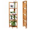BAKAJI Libreria Scaffale Angolare Pieghevole 4 Ripiani Legno Bambu Mobile Angoliera
