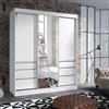 Armadio ante scorrevoli cassettiera specchio 180xH216 bianco Grace