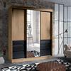 Armadio ante scorrevoli cassettiera specchio 180xH216 rovere nero Grace