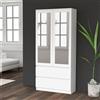 Armadio guardaroba 2 ante 2 cassetti specchio 90xH180 cm bianco Lily