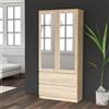 Armadio guardaroba 2 ante 2 cassetti specchio 90xH180 cm rovere Lily