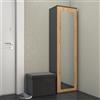 Armadio moderno 1 anta 50xH180 cm specchio quercia antracite Salem