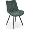 Sedia da pranzo moderna imbottita in velluto verde scuro nero Yaya