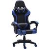 Sedia gaming ufficio ergonomica girevole nero blu con cuscini Gamer