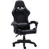 Sedia gaming ufficio ergonomica girevole nero con cuscini Gamer