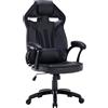 Sedia gaming ufficio ergonomica girevole nero con cuscini Omega