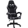Sedia gaming ufficio ergonomica girevole nero grigio con cuscini Gamer