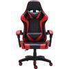Sedia gaming ufficio ergonomica girevole nero rosso con cuscini Gamer