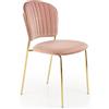 Sedia moderna da pranzo velluto rosa oro Luxor