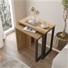 Set 2 tavolini da salotto design moderno 51xH53 cm rovere chiaro Kenzo