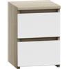 Comodino moderno 2 cassetti 30xH40 rovere bianco Benjamin