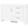 Credenza madia moderna 1 anta 3 cassetti 120xH85 bianco Yuma