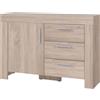 Credenza madia moderna 1 anta 3 cassetti 120xH85 rovere Yuma