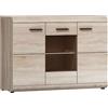 Credenza madia moderna 120xH87 3 ante con vetro rovere chiaro Nature