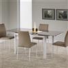 Tavolo 120/180 da pranzo allungabile moderno vetro beige bianco Lille