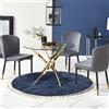Tavolo in vetro rotondo 100x100 cm da pranzo moderno acciaio oro Ginevra