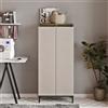 Credenza madia moderna mobile multiuso 60xH134 cm 2 ante visone beige Elias