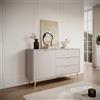 Credenza madia moderna soggiorno 1 anta 3 cassetti 138xH81 beige Clio