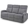 Divano 3 posti 180 cm relax reclinabile letto design manuale in tessuto grigio Vienna