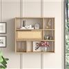 Mensola moderna libreria 90xH81 cm pensile a muro 1 ribalta rovere iuta Kenzo
