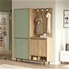 Mobile ingresso moderno 147xH196 cm appendiabiti rovere verde Tokyo