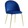 WS DESIGN - Sedia Velvet in velluto e gambe in oro - col. blu ottanio