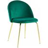 WS DESIGN - Sedia Velvet in velluto e gambe in oro - col. verde