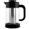 H&H Teiera in vetro borosilicato trasparente lt 0,9 con filtro in acciaio inox