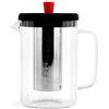 H&H Teiera in vetro borosilicato trasparente lt 1. con filtro in acciaio inox