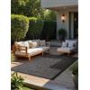 Hanse Home NORTHRUGS Kona Tappeto classico per interni ed esterni, tessuto piatto, reversibile, resistente alle intemperie e ai raggi UV, per balcone, terrazza, giardino, colore bianco e nero, 120 x 170 cm