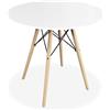 Homey Bianco Tavolo rotondo da pranzo o cucina finito modello Malmö, Melammina, 80 cm (lunghezza) x 80 cm (larghezza) x 75 cm (altezza)