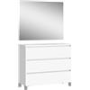 Baikal Neo, Melammina 16 mm Ceramica Mobili da Bagno con lavabo e Specchio, Bianco, 90 cm