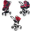 Foppapedretti Trio Supertres I-Size, Sistema Modulare Combinato per Bambini, Navicella Passeggino e Seggiolino auto I-Size, Maniglione e Poggiagambe Regolabili, conforme ECE R129, Denim Rosso