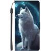 EuoDuo per Honor View 10 Lite / 8X Cover Portafoglio in PU Pelle Custodia Libro Magnetica Antiurto Completa Protettiva Flip Caso Wallet Case Disegni di Blu Bianco Lupo