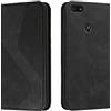 Mo-Somnus Cover per Motorola Moto E6 Play, Custodia Motorola Moto E6 Play Portafoglio, Cover Protettiva Libro Antiurto Case Flip Wallet Custodia Pelle PU con [3 Slot per Schede] [Magnetica] (Nero)