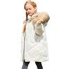 amropi Bambini Ragazze Cappotto con Pelliccia Cappuccio Inverno Parka Piumino Giacca Bianco,11-12 Anni