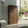 DEGHI Scarpiera 60x117h cm in legno noce effetto parquet con 3 ante a ribalta e maniglie oro bronzato - Mufasa
