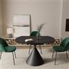 DEGHI Tavolo allungabile 120x80-120 cm meccanismo girevole con top in ceramica nero e base in metallo - Optimus