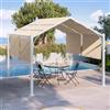 DEGHI Gazebo piramidale da giardino 3x3 m in acciaio bianco con telo scorrevole ecrù - Fulgore