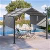 DEGHI Gazebo piramidale da giardino 3x3 m in acciaio antracite con telo scorrevole grigio - Fulgore