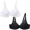 Playtex Reggiseno con Ferretto Flowery Lace Recycled (Pacco da 2) Donna x2, Bianco/Nero, 40/6D