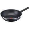 Tefal Padella wok da 28 cm, per 6-8 persone, senza induzione, rivestimento antiaderente, resistente, facile da pulire, ad alte prestazioni, Thermo-Signal, Made in France, Day By Day B56419AZ